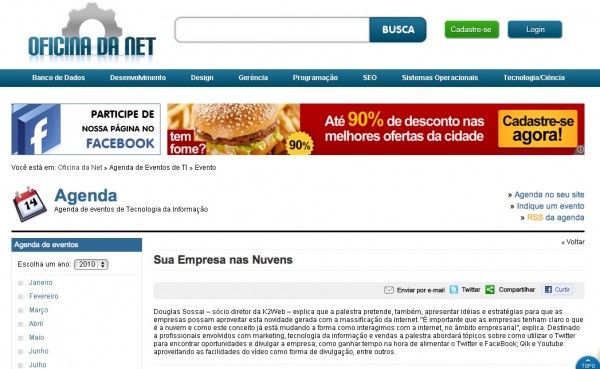       Palestra da K2web ganha apoio da Oficina da Net
